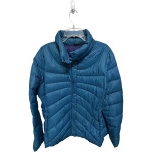 Lands End Womens Down Puffer Jacket Peacock Blue Green Sz XL 18W